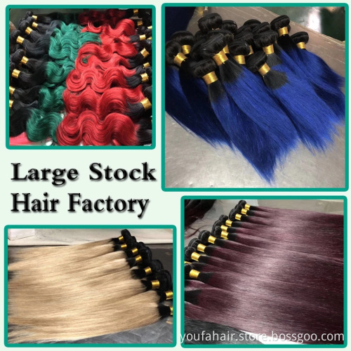 Factory Price Unprocessed Peruvian Virgin Human Hair Ombre Color 1b/Pink Straight Bundles Hair Extension with Front and Closure